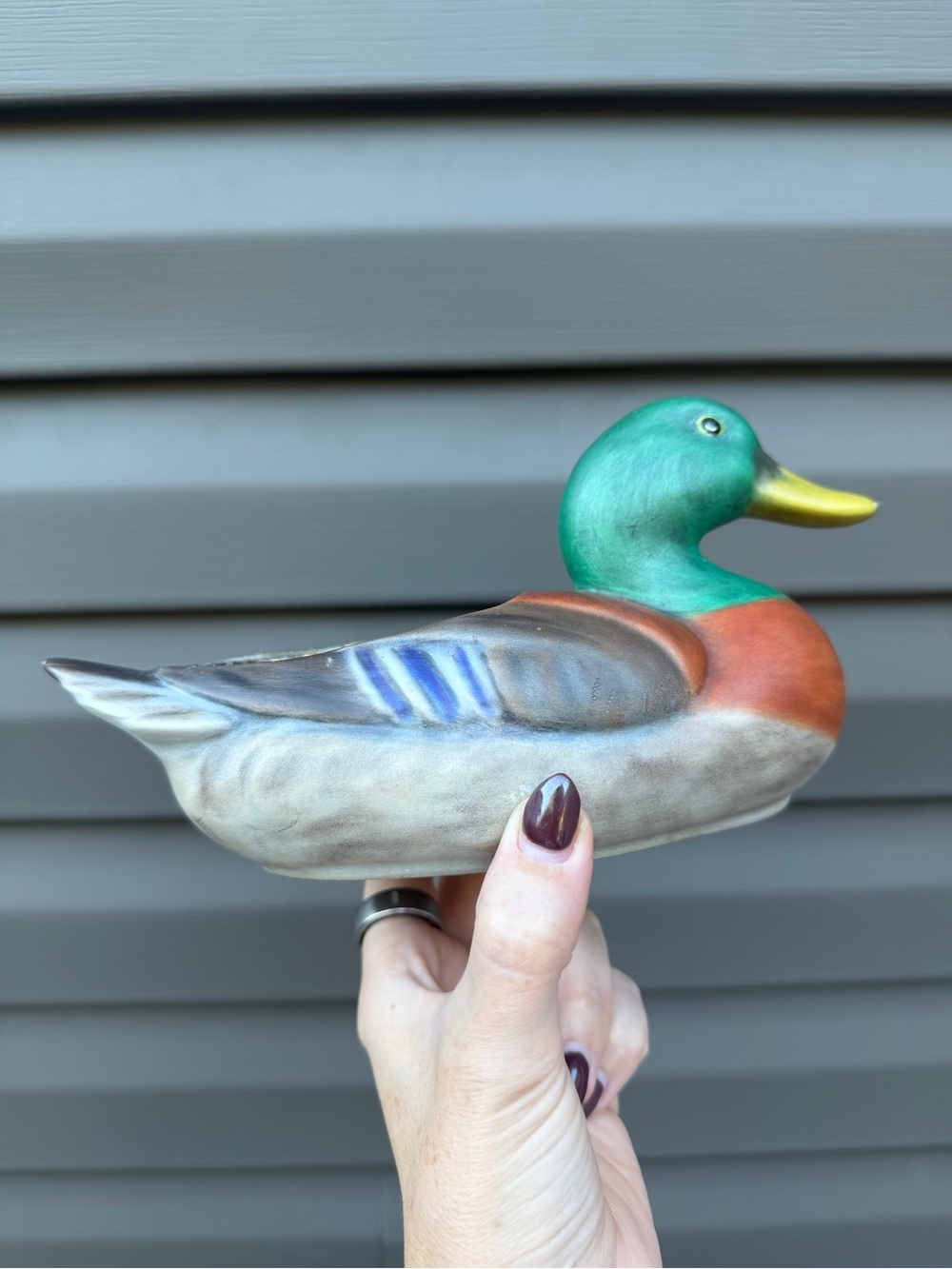 Hand-Painted Mallard Duck Figurine - Green & Brown Home Accent Planter